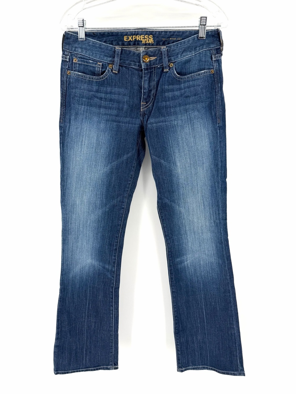 Express Women’s Stella Bootcut Jeans in Medium Wash Embroidered Pockets - Picture 2 of 9